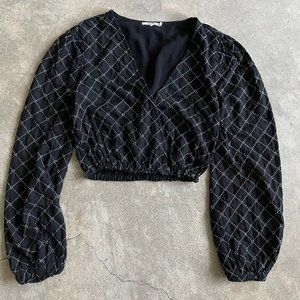 Tularosa Beaded Cropped Long Sleeve top